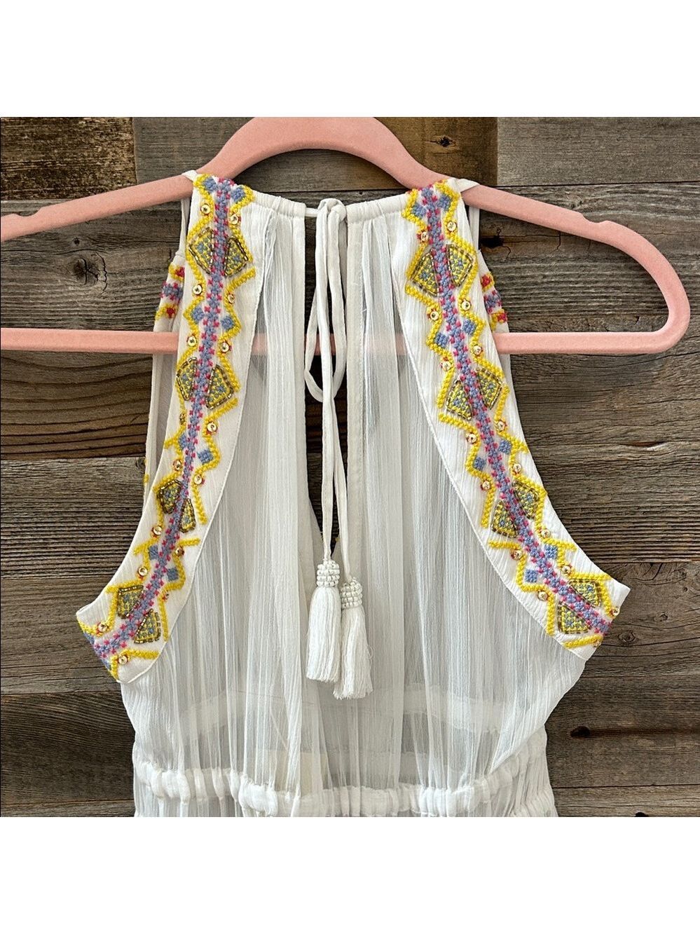 Ramy Brook Sienna White Beaded Maxi Dress / Clover-up Size Small NWT - Picture 6 of 10